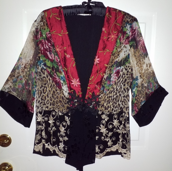 VTG SPENCER ALEXIS JACKET RED LAPEL GOLD LACE XL - Picture 6 of 6